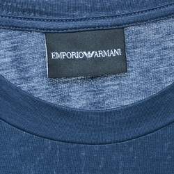 Emporio Armani Navy Blue Logo Embroidered Jersey T-Shirt XL