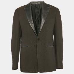 Emporio Armani Black/Brown Patterned Wool Blend Single Breasted Blazer L