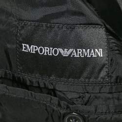 Emporio Armani Black/Brown Patterned Wool Blend Single Breasted Blazer L
