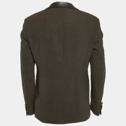 Emporio Armani Black/Brown Patterned Wool Blend Single Breasted Blazer L