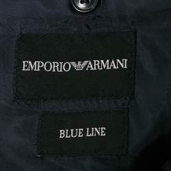 Pre Owned Emporio Armani Blue Line Blue Linen Single Breasted Blazer M
