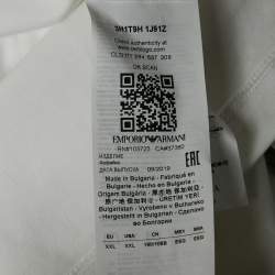 Pre Owned Emporio Armani White Logo Printed Cotton Crew Neck T-Shirt XXL