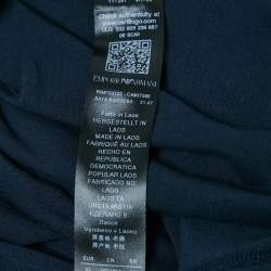 Emporio Armani Navy Blue Logo Printed Cotton Crew Neck T-Shirt XL