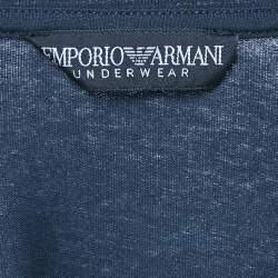 Emporio Armani Navy Blue Logo Printed Cotton Crew Neck T-Shirt XL