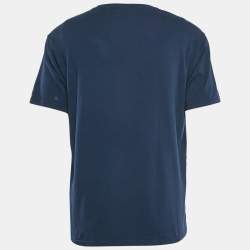 Emporio Armani Navy Blue Logo Printed Cotton Crew Neck T-Shirt XL