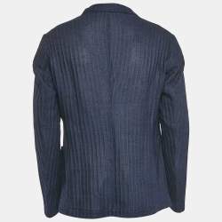 Emporio Armani Navy Blue Cotton Single Breasted Jacket XXL