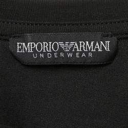 Pre Owned Emporio Armani Black Logo Print Jersey T-Shirt L