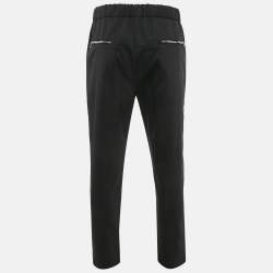 Emporio Armani Black Pinstripe Wool Blend Formal Trousers L