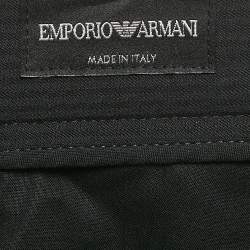 Emporio Armani Black Pinstripe Wool Blend Formal Trousers L