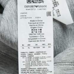 Emporio Armani Grey Melange Eagle Logo Print Neoprene Hoodie XL