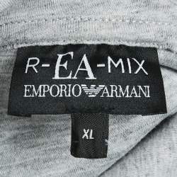 Emporio Armani Grey Melange Eagle Logo Print Neoprene Hoodie XL