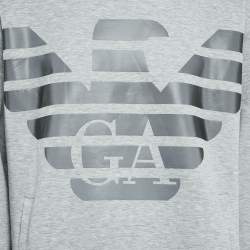 Emporio Armani Grey Melange Eagle Logo Print Neoprene Hoodie XL