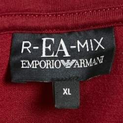 Emporio Armani Red Eagle Logo Print Neoprene Hoodie XL