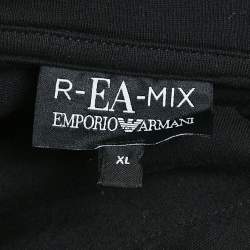 Emporio Armani Black Eagle Logo Print Neoprene Hoodie XL