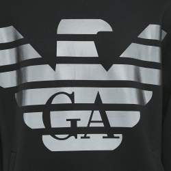 Emporio Armani Black Eagle Logo Print Neoprene Hoodie XL
