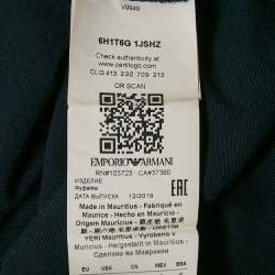 Pre Owned Emporio Armani Navy Blue Printed Cotton Crew Neck T-Shirt L