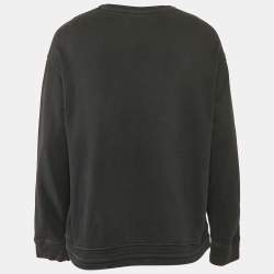 Pre Owned Emporio Armani Black Printed Cotton Crew Neck Sweatshirt L