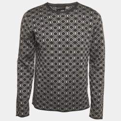 Emporio Armani Grey Patterned Wool Crew Neck Sweatshirt XL 