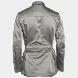 Emporio Armani Grey Textured Synthetic Zip-Up Jacket M