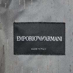 Emporio Armani Grey Textured Synthetic Zip-Up Jacket M