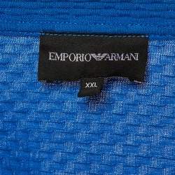 Emporio Armani Blue Textured Cotton Crew Neck T-Shirt XXL