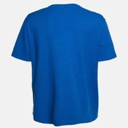 Emporio Armani Blue Textured Cotton Crew Neck T-Shirt XXL