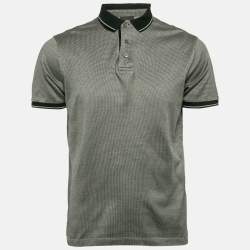 Emporio Armani Grey Cotton Knit Polo T-Shirt L