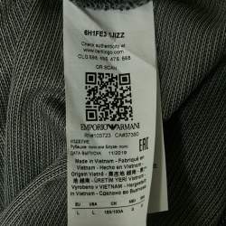 Emporio Armani Grey Cotton Knit Polo T-Shirt L