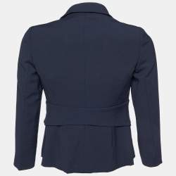 Emporio Armani Navy Blue Crepe Button Front Blazer S