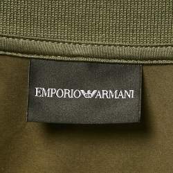 Emporio Armani Olive Green Cotton Blend and Cotton Knit Polo T-Shirt XXXL