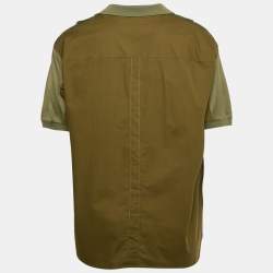 Emporio Armani Olive Green Cotton Blend and Cotton Knit Polo T-Shirt XXXL