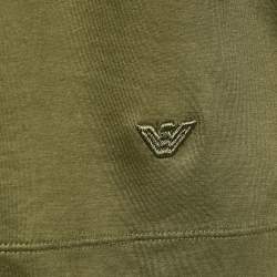 Emporio Armani Olive Green Cotton Blend and Cotton Knit Polo T-Shirt XXXL