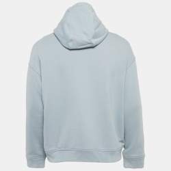 Pre Owned Emporio Armani Blue Cotton Knit Hoodie M