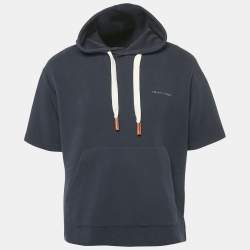 Emporio Armani Navy Blue Jersey Short Sleeve Hoodie L