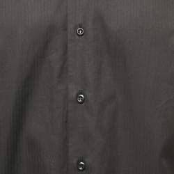 Emporio Armani Black Striped Cotton Long Sleeve Shirt XL