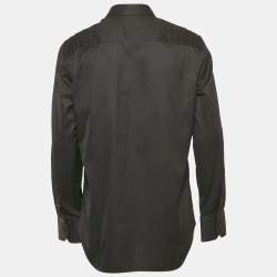 Emporio Armani Black Striped Cotton Long Sleeve Shirt XL