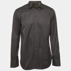 Emporio Armani Black Striped Cotton Long Sleeve Shirt XL