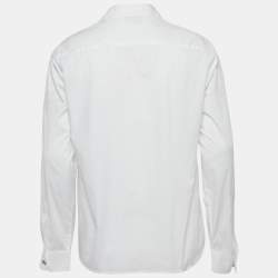 Emporio Armani White Cotton Zip-Up Long Sleeve Shirt L