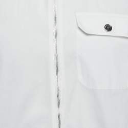 Emporio Armani White Cotton Zip-Up Long Sleeve Shirt L