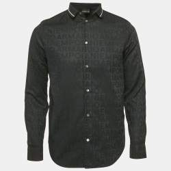Emporio Armani Black Logo Cotton Regular Fit Shirt L