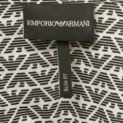 Emporio Armani Black Logo Print Cotton Slim Fit Shirt L