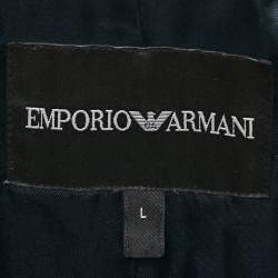 Emporio Armani Navy Blue Suede & Leather Zip Front Jacket L