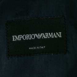 Pre Owned Emporio Armani Navy Blue Sateen Button Front Blazer L