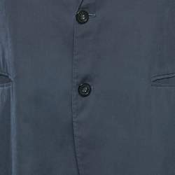 Pre Owned Emporio Armani Navy Blue Sateen Button Front Blazer L
