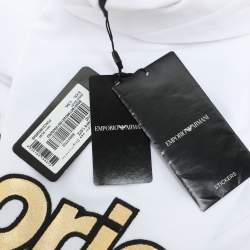 Emporio Armani White Jersey Logo Print Hoodie XXL