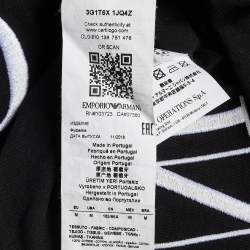 Pre Owned Emporio Armani Black Logo Embroidered Cotton Crew Neck T-Shirt M