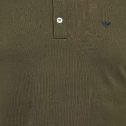 Pre Owned Emporio Armani Dark Green Cotton Polo T-Shirt M