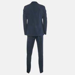 Pre Owned Emporio Armani Navy Blue Wool Sartorial Deco Suit S