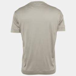 Pre Owned Emporio Armani Grey Knit Logo Patch Detail Crew Neck T-Shirt M