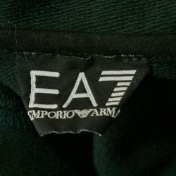 Pre Owned Emporio Armani Green Logo Print Cotton Hoodie M